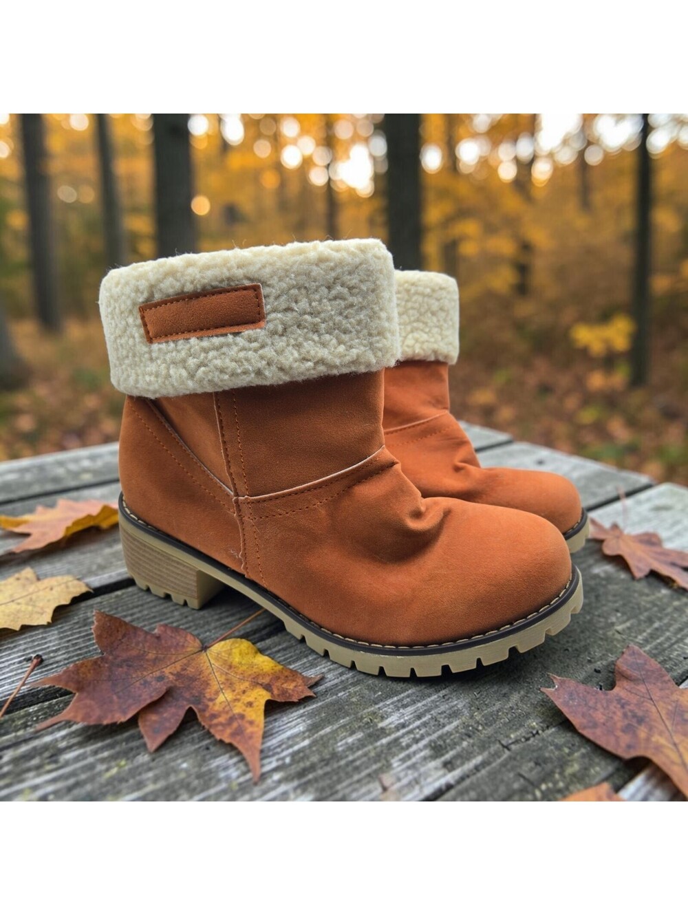 Womens Winter Boots Size 41 US 9.5 10 Faux Suede Fur Lined Snow Booties